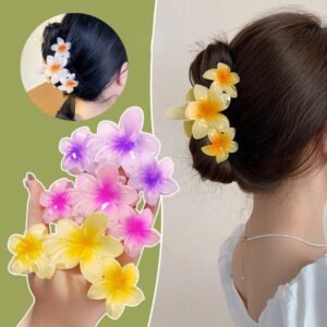 3 Head Plumeria Flower Hair Claw Clip (Pack of 3)