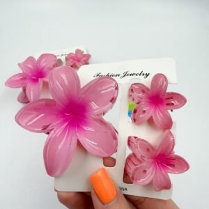 3 Pc Glossy trending Flower Claw Clips ( 2 Small 1 Big)