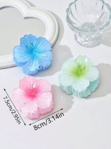 🌺 Hibiscus Flower Claw Clip – Elegant & Stylish (Pack of 3)