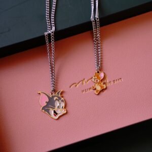 Tom & Jerry Couple Pendant Chain Set Golden Chain