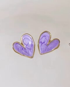 Korean Heart Shape Studs For Women Anti Tarnish (Lavender)