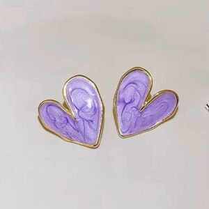 Korean Heart Shape Studs For Women Anti Tarnish (Lavender)