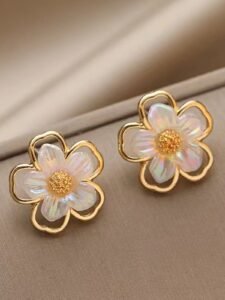 Korean Glossy Flower Earrings