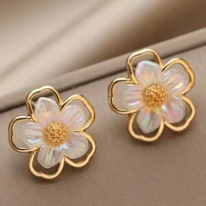 Korean Glossy Flower Earrings