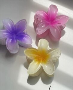 Glossy Flower Claw Clips Big Size Multicolour ( Pack of 3)